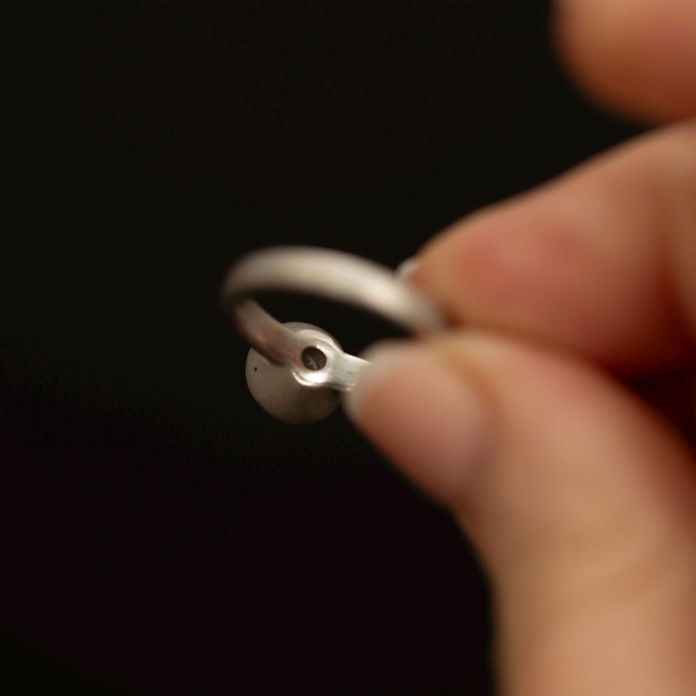 Thumbnail: Modernist Sterling Silver CZ Ring · Matte Bezel Solitaire · Minimalist Statement