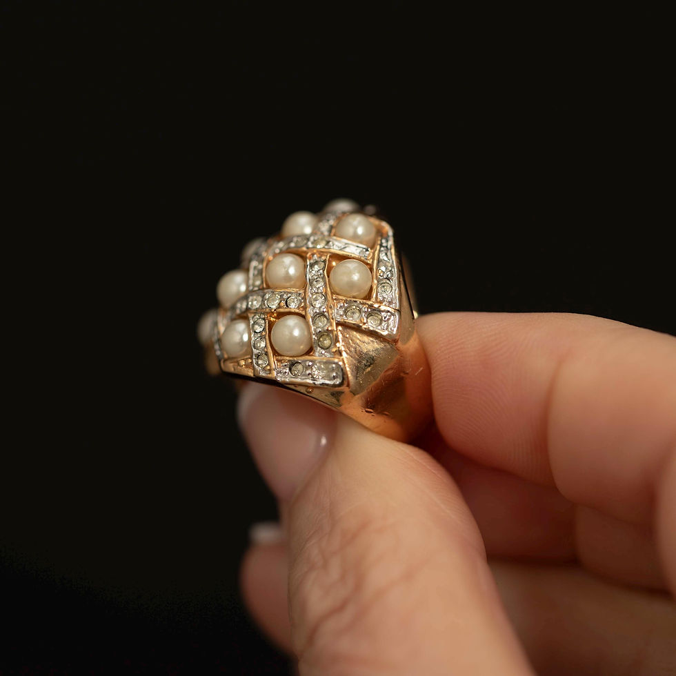 Thumbnail: Gold plated cocktail ring three quarter view
