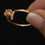 Thumbnail: Vintage 10k Gold Bypass Ring with Diamond in Swirl Flower Setting - Size 6.25