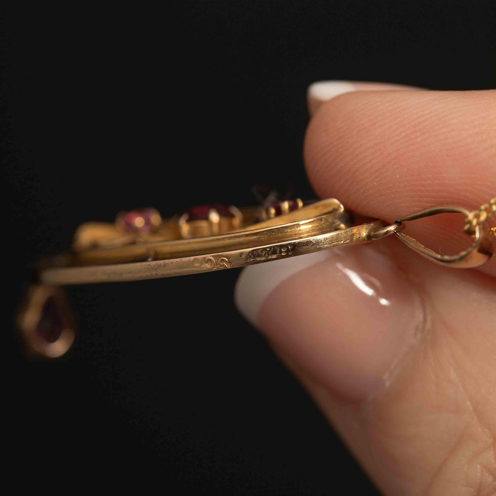 Thumbnail: Red Tourmaline Lavallière Pendant: Pink Stone Stained Glass Window Design