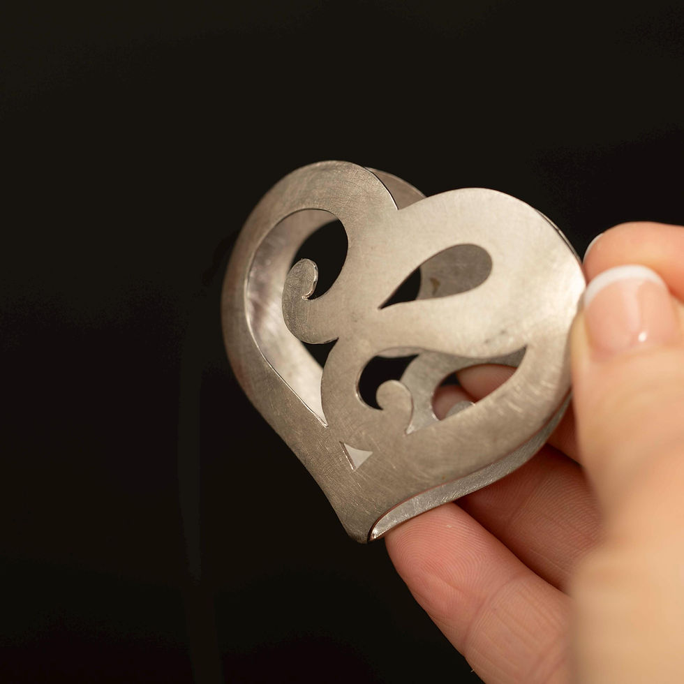 Thumbnail: Vintage Sterling Silver Heart Pendant · Modernist Scandinavian Style Necklace