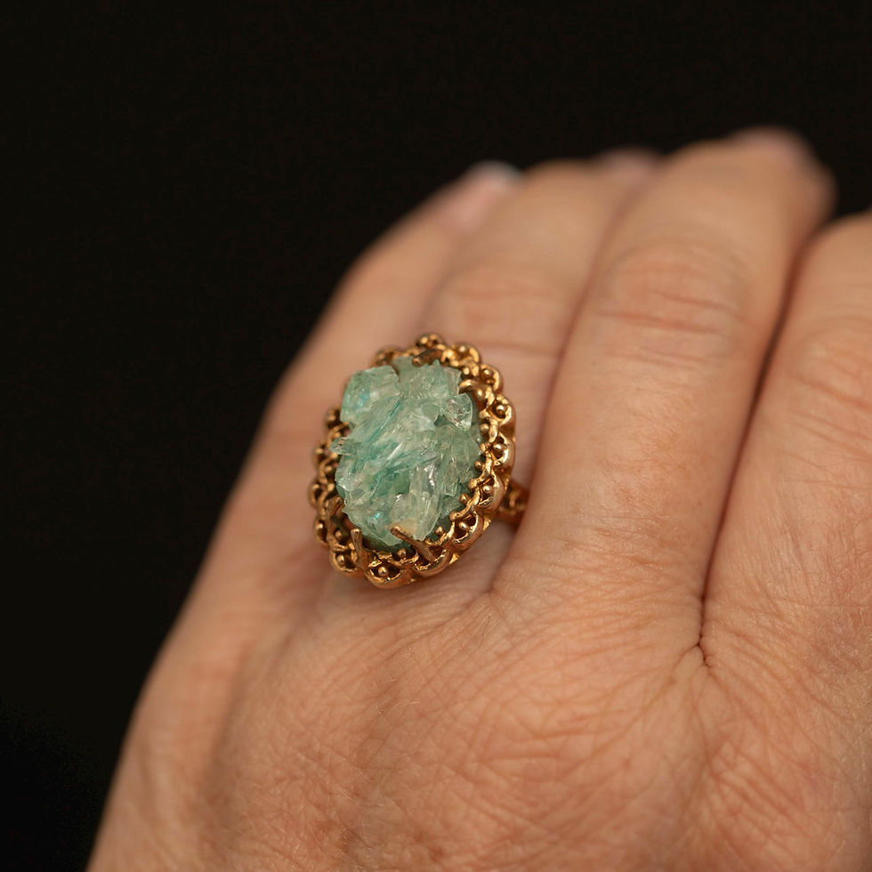 Thumbnail: Vintage 10K Gold Green Quartz Crystal Ring · Prasiolite Statement Ring