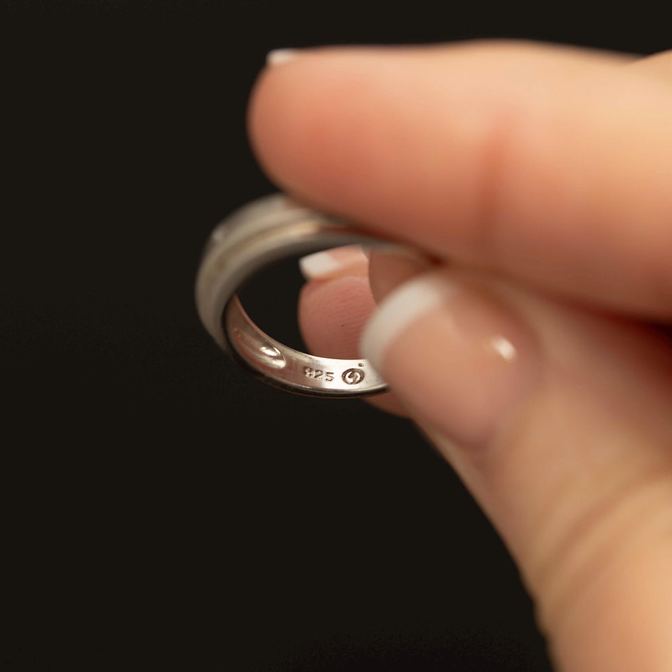 Thumbnail: Sterling Silver Diamond Band Ring · Brushed Wedding Band · Size 5.5