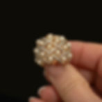Vintage gold plated faux pearl cocktail ring with CZ