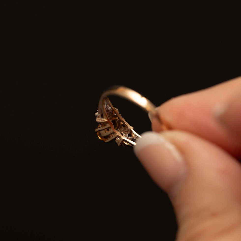 Thumbnail: Vintage 10k Gold Citrine Ring with Diamond Accents · Size 6