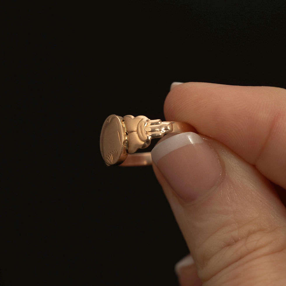 Thumbnail: Vintage Oval Signet Ring · Petite Rose Gold Engraved Pinky Ring