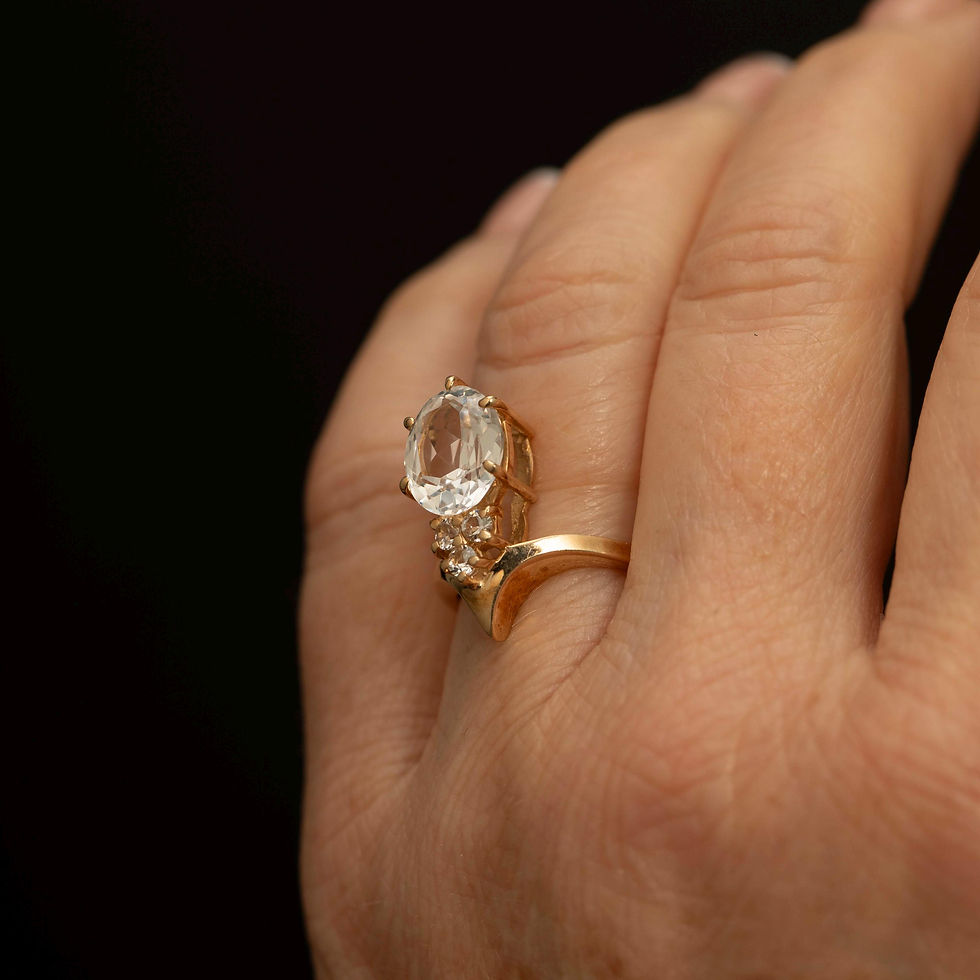 Thumbnail: Vintage quartz statement ring worn on finger