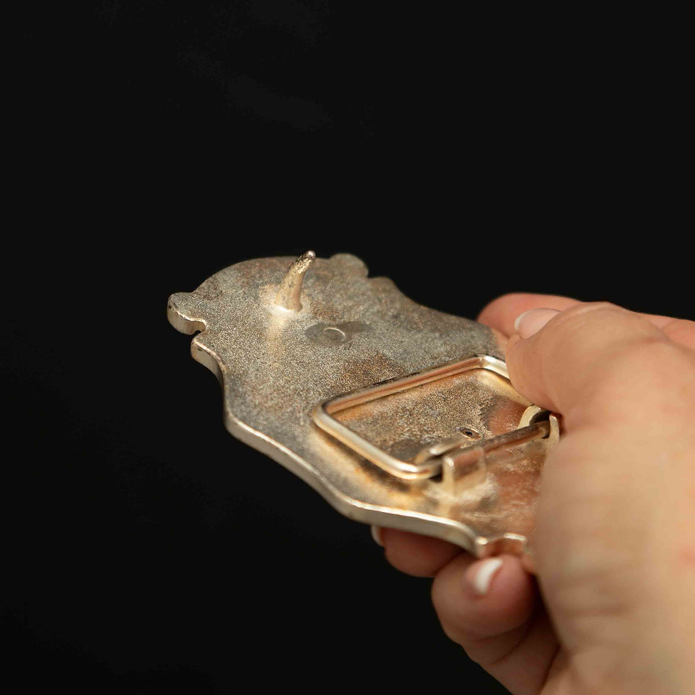 Thumbnail: Silver Tone Belt Buckle with Gold Tone Scorpion & Scroll Frame