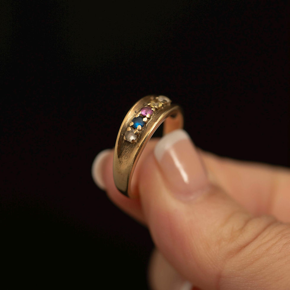 Thumbnail: Vintage 10K Gold Family Ring · Ruby Topaz Spinel Multi Gemstone Band