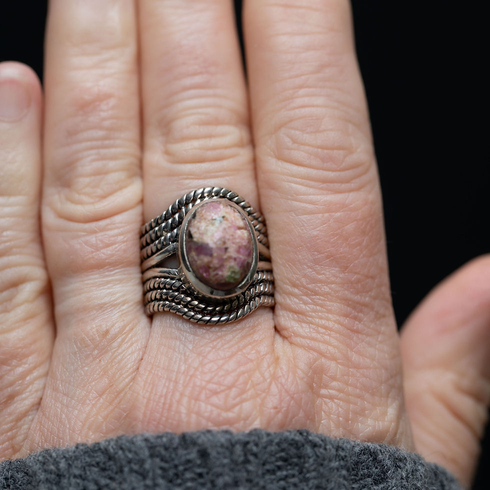 Thumbnail: Handmade Jasper Saddle Ring with Twisted Rope Band