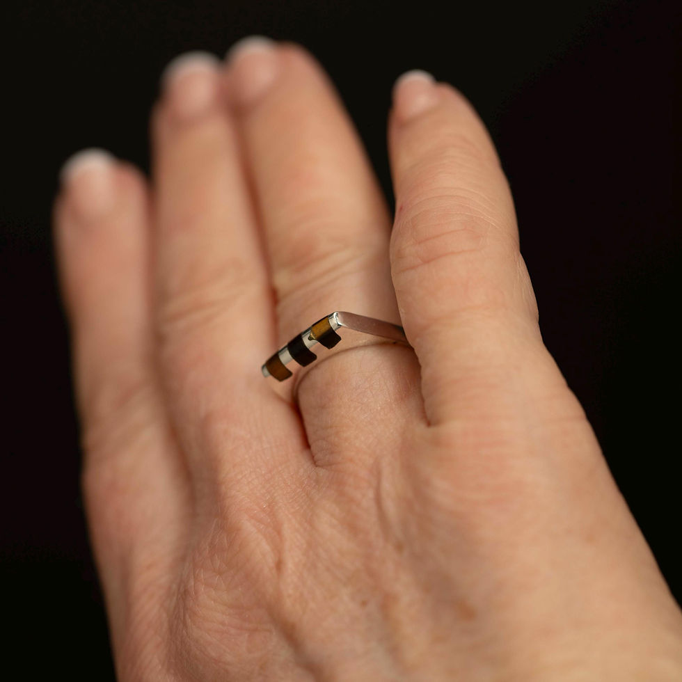Thumbnail: Vintage Tiger’s Eye Inlay Ring · Sterling Silver Band Size 7.25