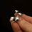 Thumbnail: Vintage Modernist Silver-Tone Cufflinks with Black Inset | NOS Mid-Century St...