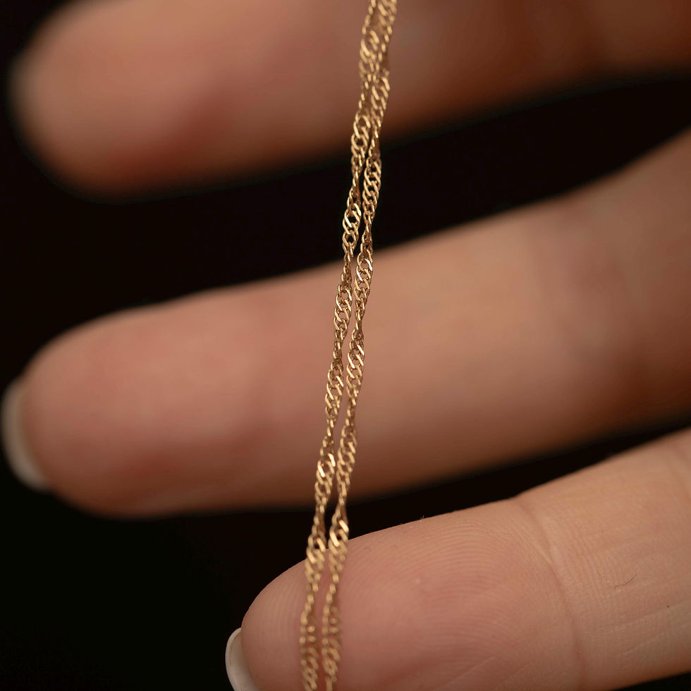 Thumbnail: Vintage 10K Gold Awareness Ribbon Necklace · 18 Inch Gold Chain