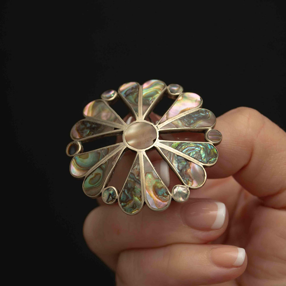 Thumbnail: Mexico Silver Convertible Brooch Pendant, Abalone Paua Shell Inlay