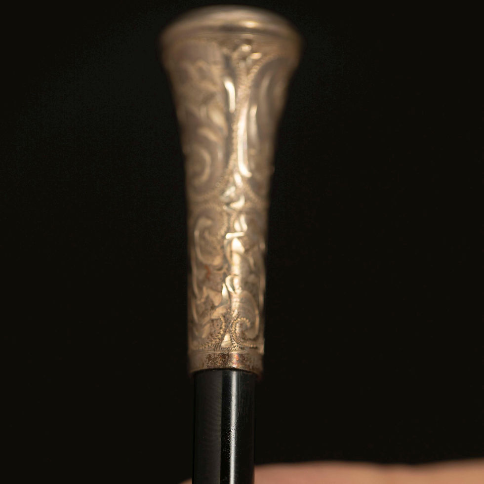 Thumbnail: Antique Sterling Silver Cigarette Holder with German Repoussé Floral Tip