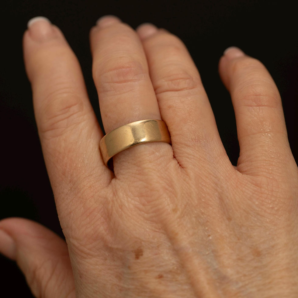 Thumbnail: Vintage 9k Gold Wide Band Ring London 1983 Hallmark 7.45mm Size 10.5 5.8g