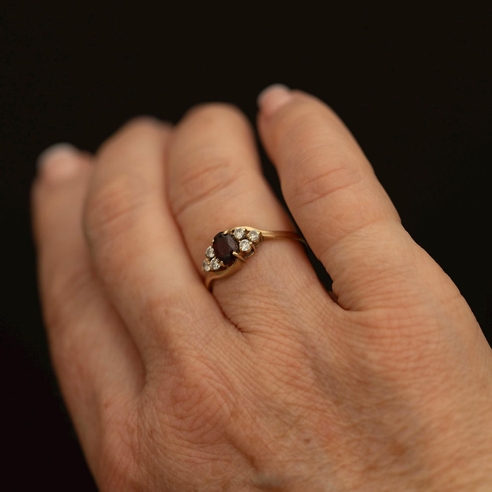 Thumbnail: Hand wearing vintage garnet statement ring