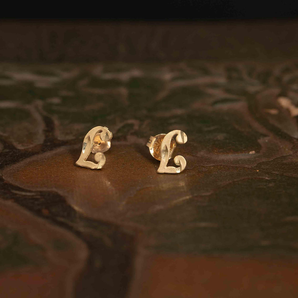 Thumbnail: 10k Gold Initial Earrings "T" "J" or "L" Matte Finish