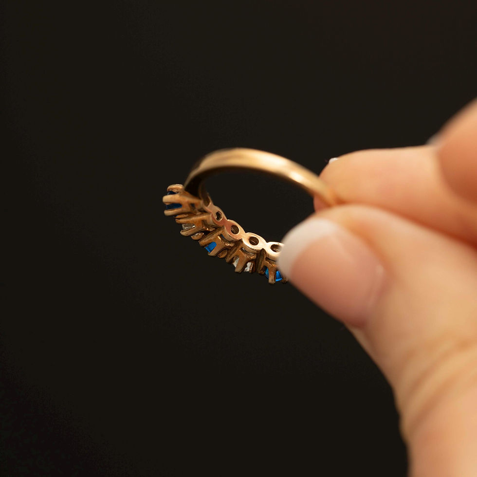 Thumbnail: Vintage Blue & White Spinel Ring · 10K Gold · Size 6