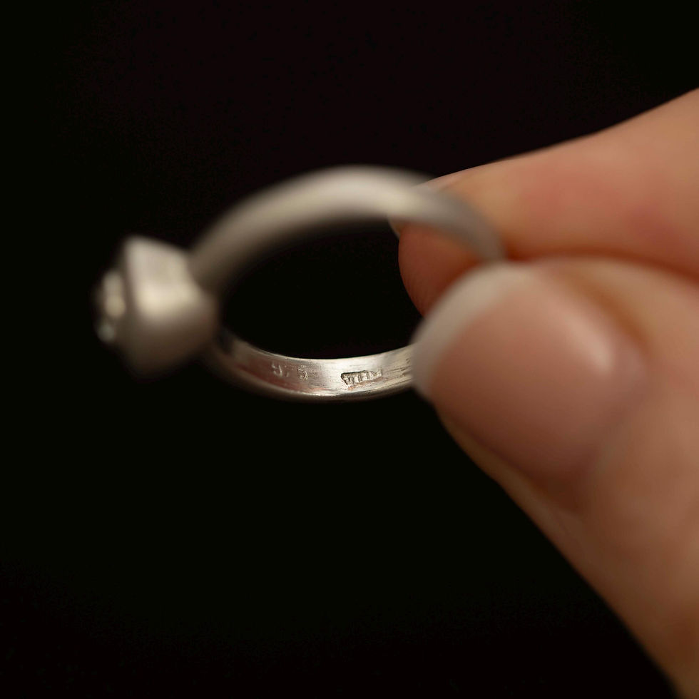 Thumbnail: Modernist Sterling Silver CZ Ring · Matte Bezel Solitaire · Minimalist Statement