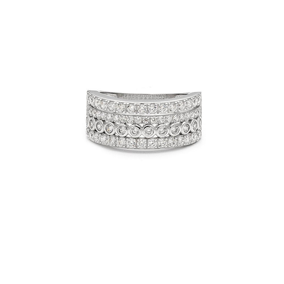 Thumbnail: Silver Half Eternity Stacking Ring Band Size 7.25