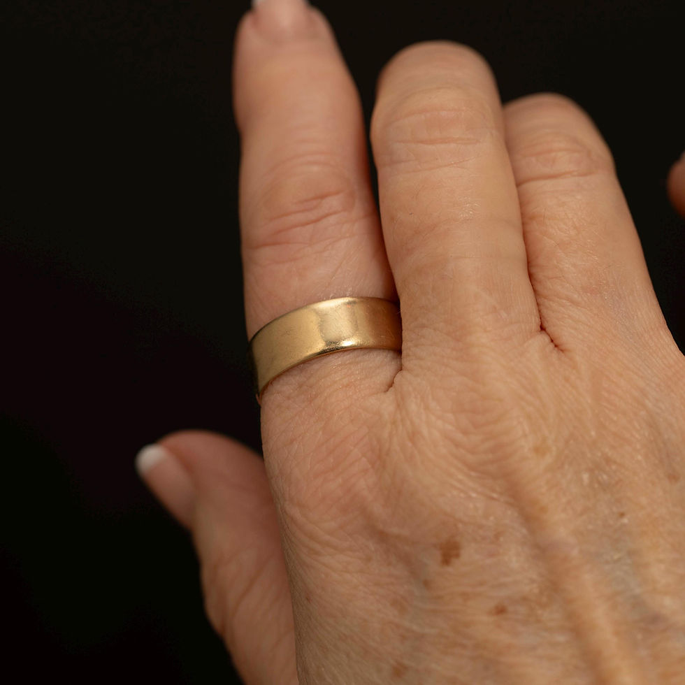 Thumbnail: Vintage 9k Gold Wide Band Ring London 1983 Hallmark 7.45mm Size 10.5 5.8g
