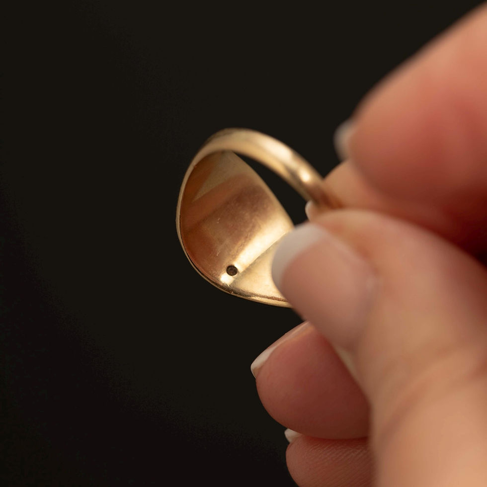 Thumbnail: Vintage 9k Gold Signet Ring · Diamond Star Set · Birmingham Hallmark