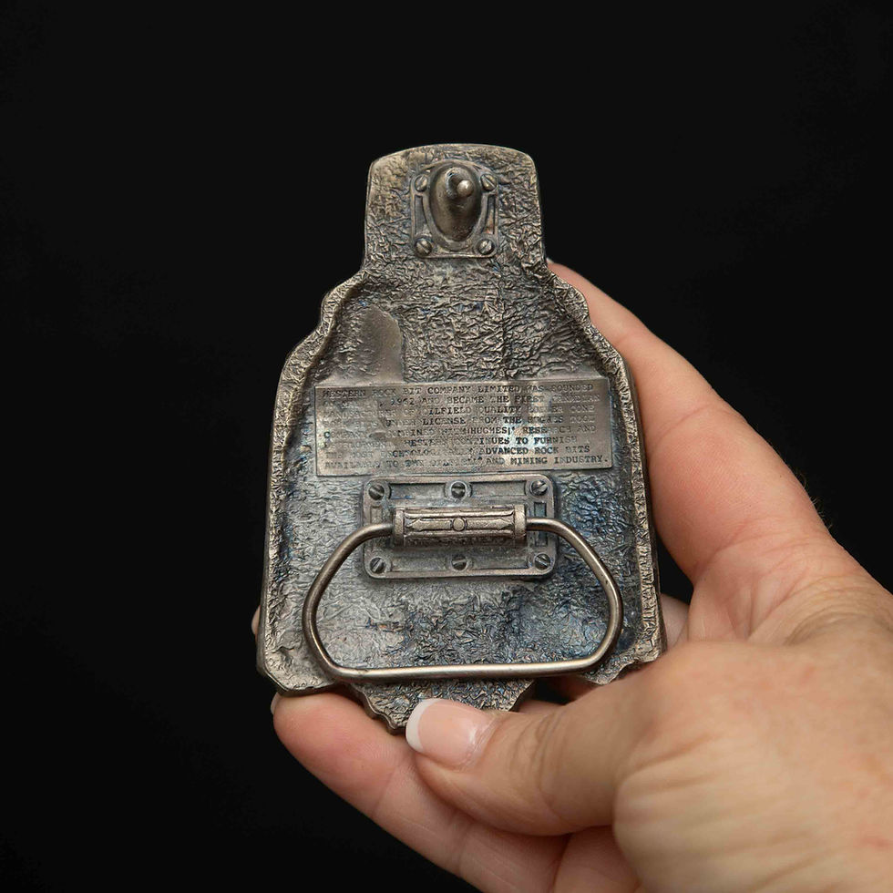 Thumbnail: Vintage Pewter Western Rock Bit Belt Buckle Western Rock Bit Logogo