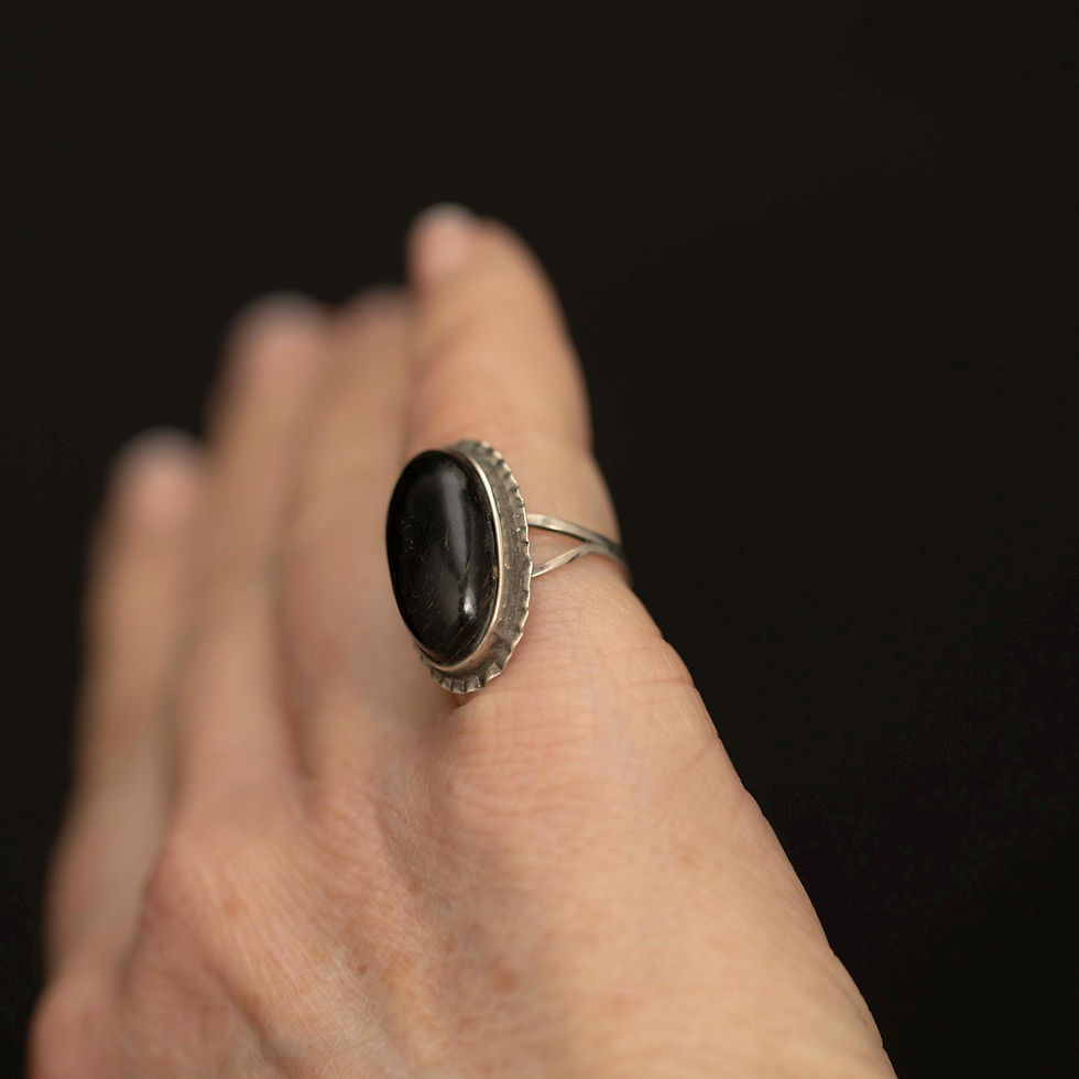 Thumbnail: Vintage Sterling Silver Organic Cabochon Ring · Oval Statement