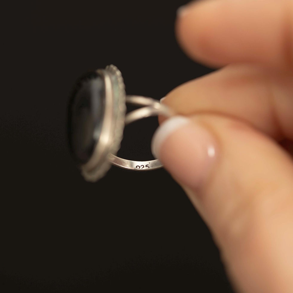 Thumbnail: Vintage Sterling Silver Organic Cabochon Ring · Oval Statement
