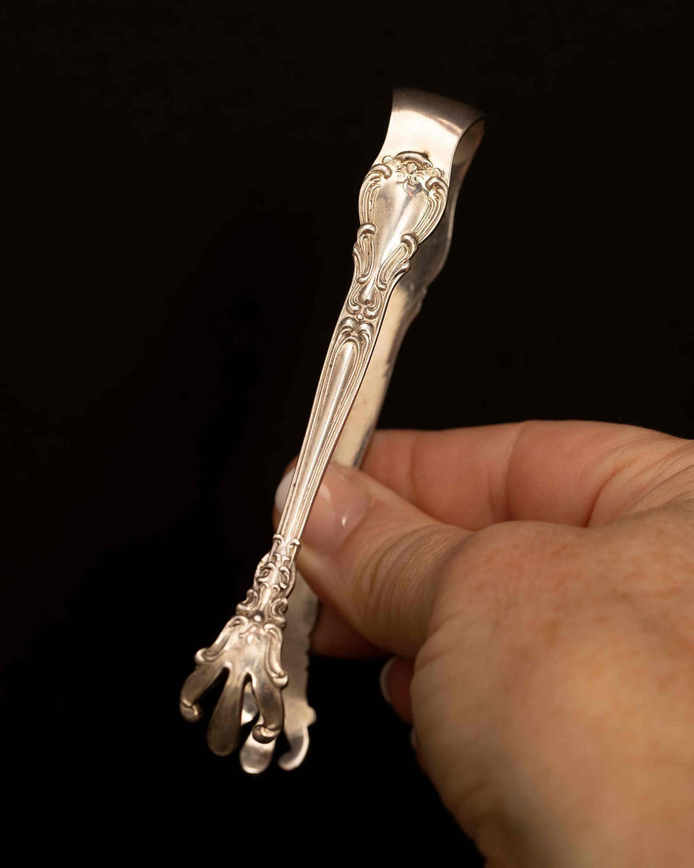 Thumbnail: Vintage Birks Sterling Silver Sugar Tongs · Louis XV Pattern 4" Claw End