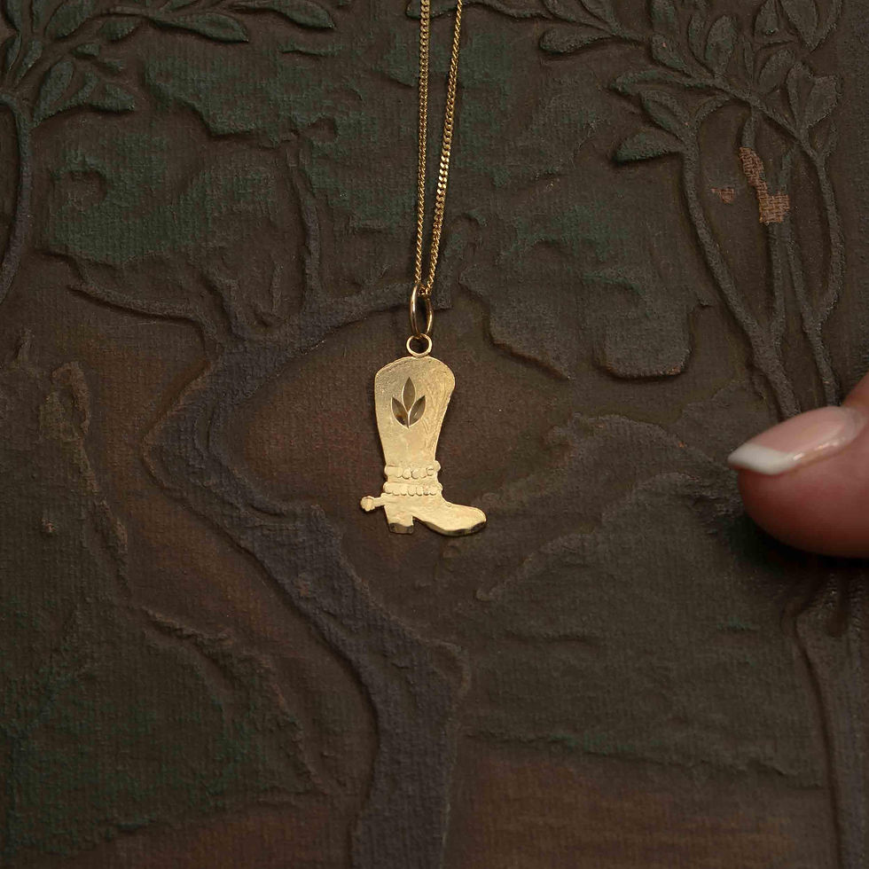 Thumbnail: Delicate 10K Gold Western Cowboy Boot Pendant - Charming and Stylish