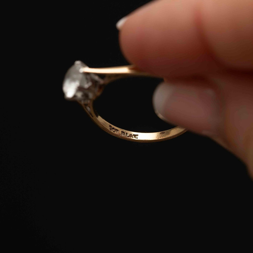 Thumbnail: Vintage 9ct Gold & Platinum White Topaz Solitaire Ring - Size 8