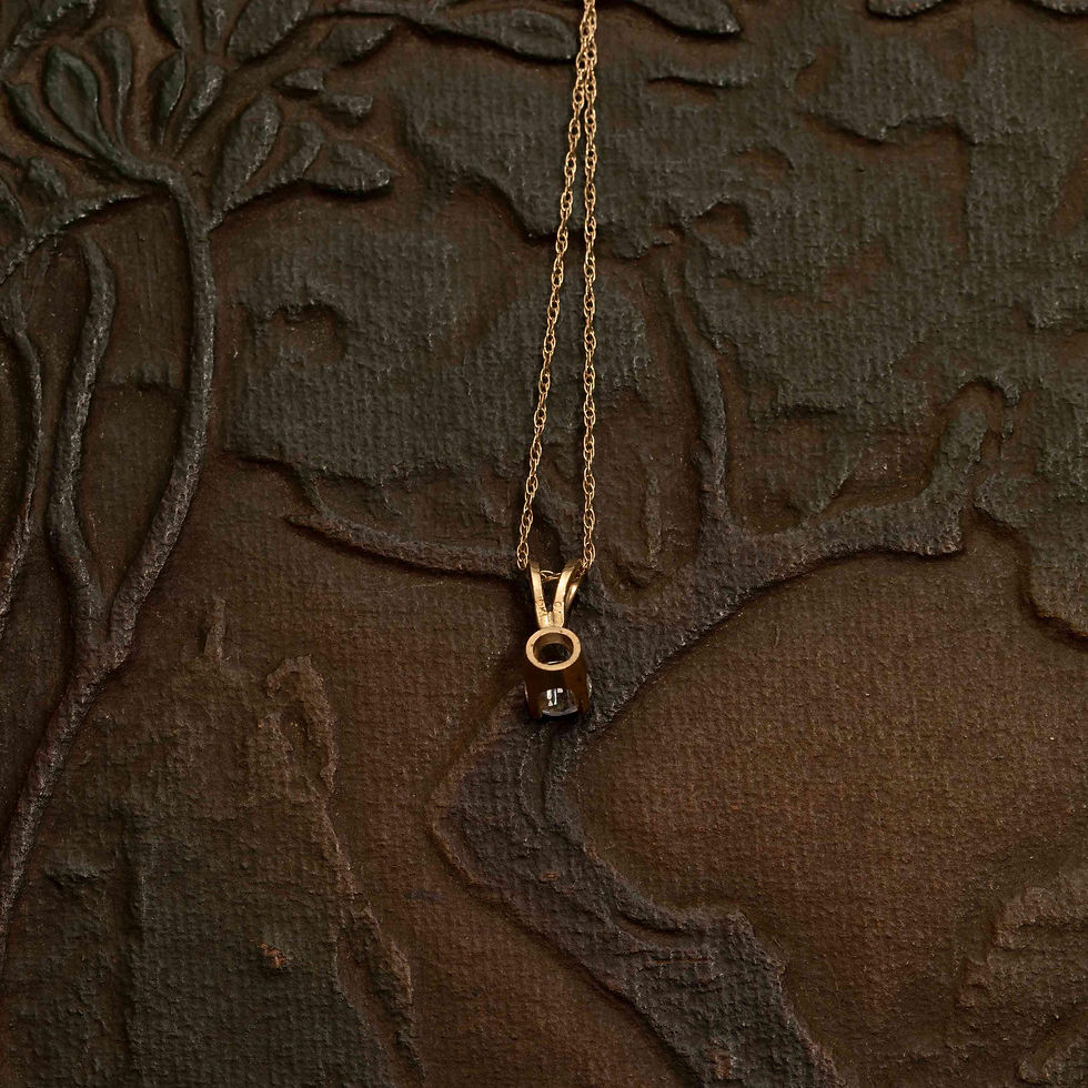 Thumbnail: Delicate 10K Gold CZ Solitaire Pendant – Dainty Rope Chain Necklace – 16”