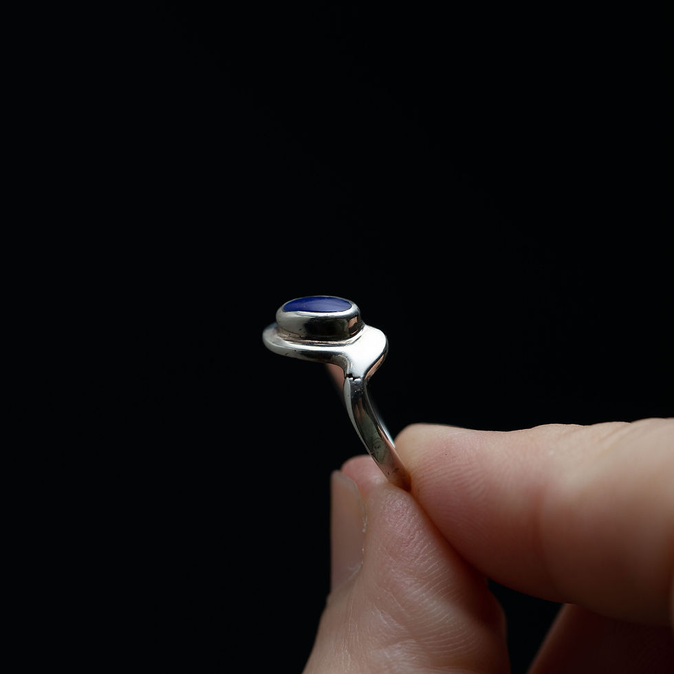 Thumbnail: Dainty Lapis Lazuli Bypass Ring in Silver