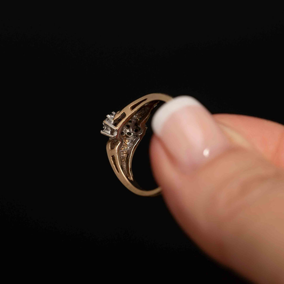 Thumbnail: Vintage 10K Gold Diamond Cluster Ring · Raised Setting Estate Jewelry