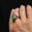 Thumbnail: Vintage Silver Ring with Emerald Green Ruby Zoisite and Asymmetrical Shoulders