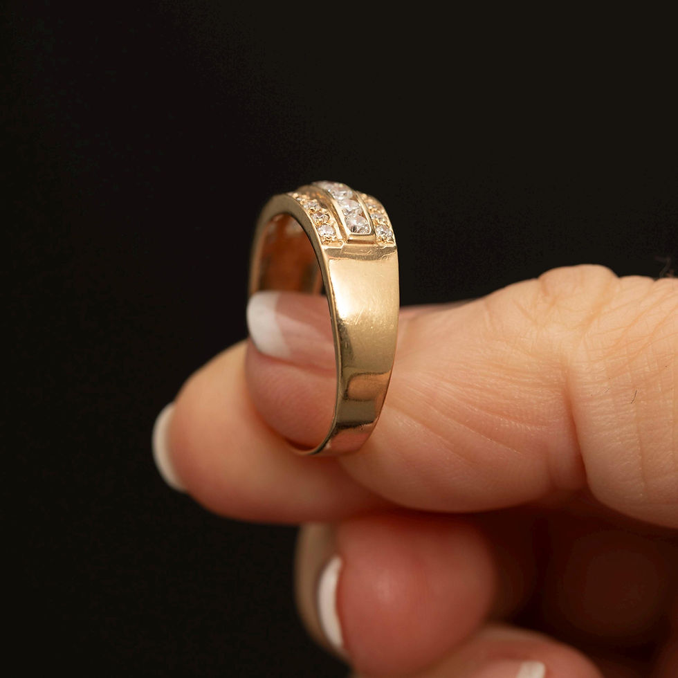 Thumbnail: Vintage 10k Gold CZ Ring · Triple Row Channel Set Statement Band
