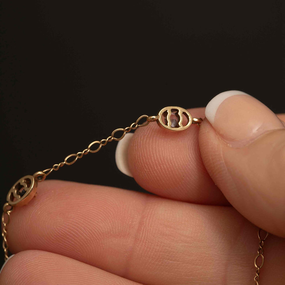 Thumbnail: Vintage 10k Gold Station Necklace with Red, Blue & Pink Spinel – 17” – 1.8g