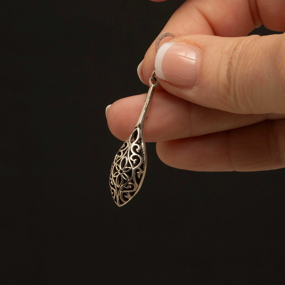 Thumbnail: Vintage Silver Filigree Puff Teardrop Dangle Earrings - Elegant Statement Jew...