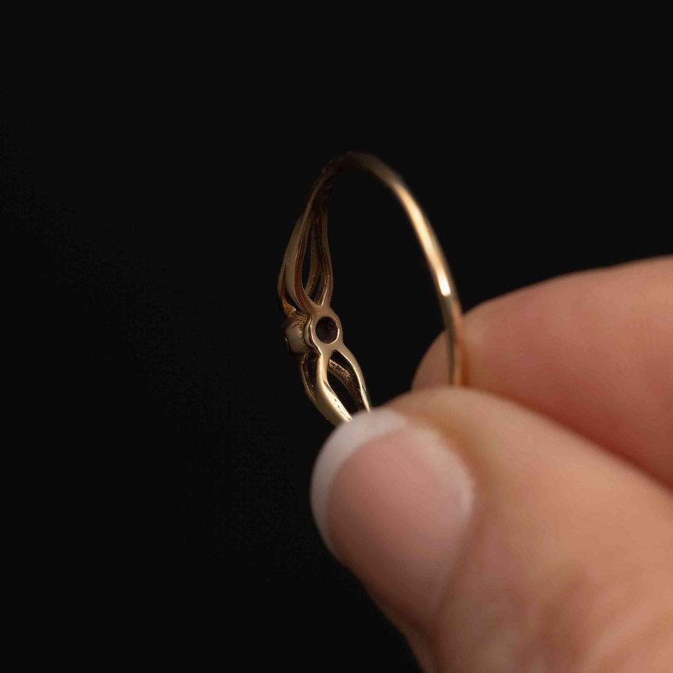 Thumbnail: Vintage 10k Gold Delicate Promise Ring · Solitaire Diamond, Size 8
