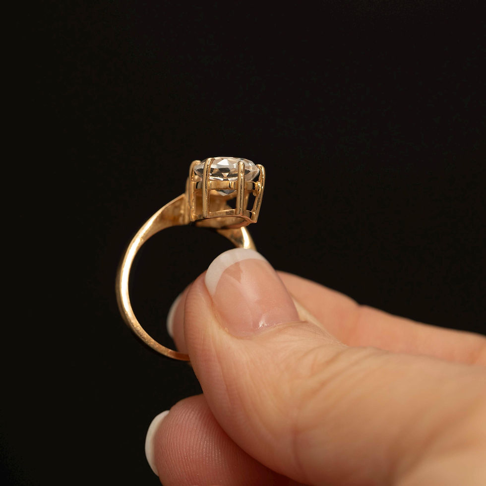 Thumbnail: Rear view of vintage 10k gold quartz ring