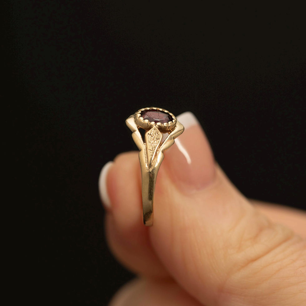 Thumbnail: Vintage 9ct Gold Garnet Ring · Marquise Solitaire Band