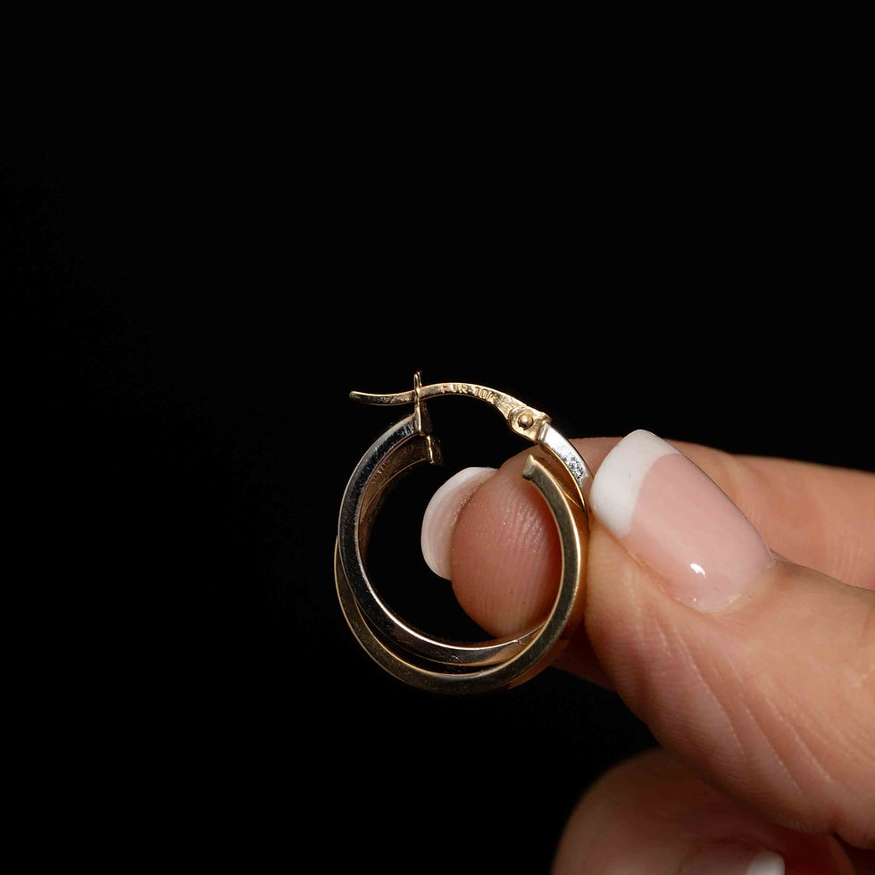 Thumbnail: 10k Yellow and White Gold Twisted Hoop Earrings - Minimalist Design