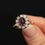 Thumbnail: 10K Gold Amethyst Opal Halo Ring - Handmade Cocktail Ring, Size 6.5
