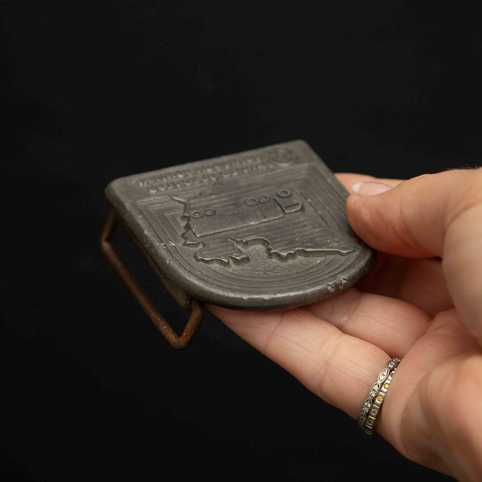 Thumbnail: Vintage Pewter Belt Buckle - Semi Truck with North America Map & Owner Operator