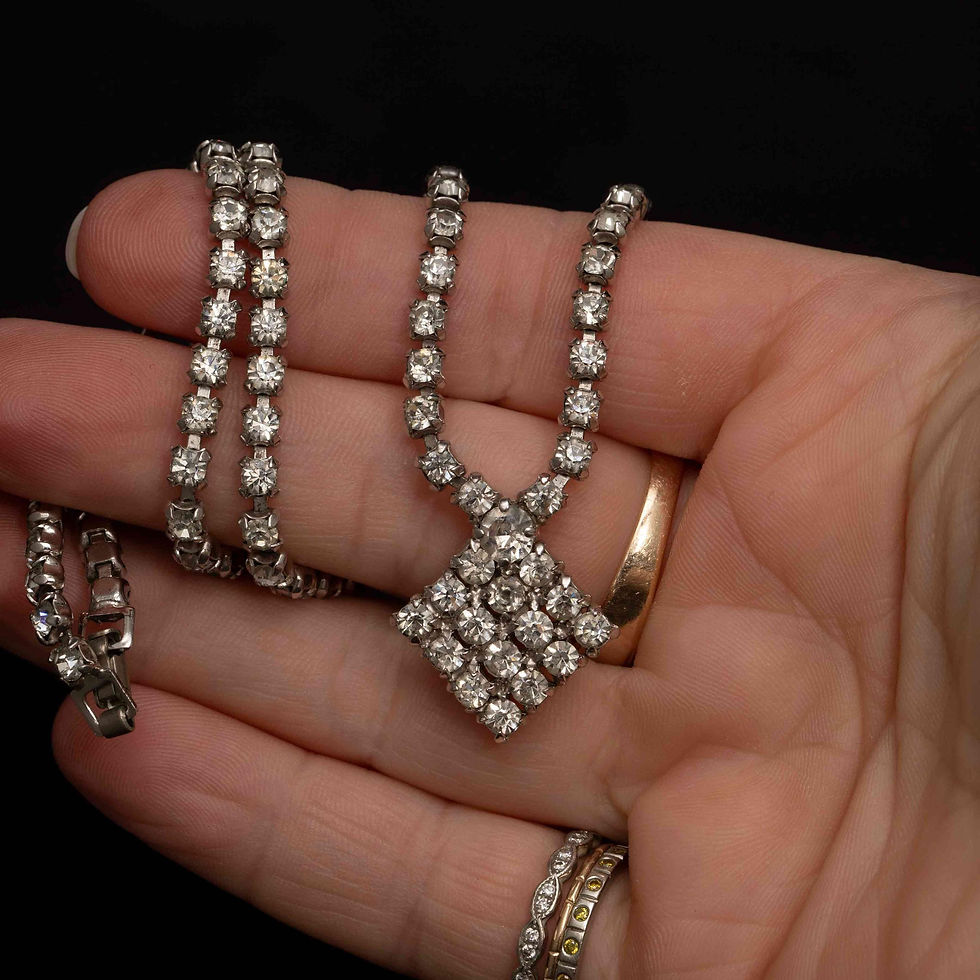 Thumbnail: Vintage Jay Flex Sterling Rhinestone Choker – Art Deco Mid-Century Necklace