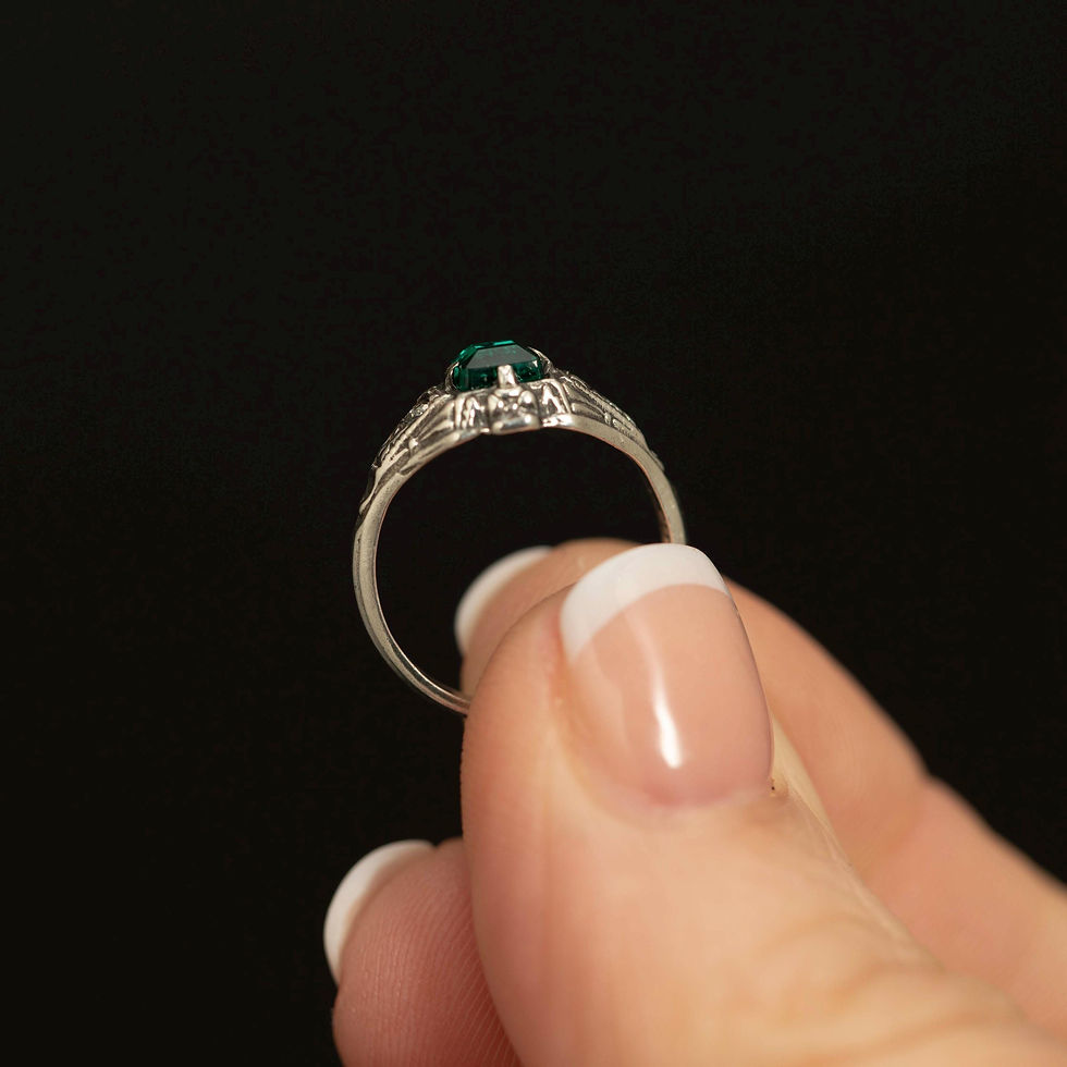 Thumbnail: Petite antique style emerald paste ring
