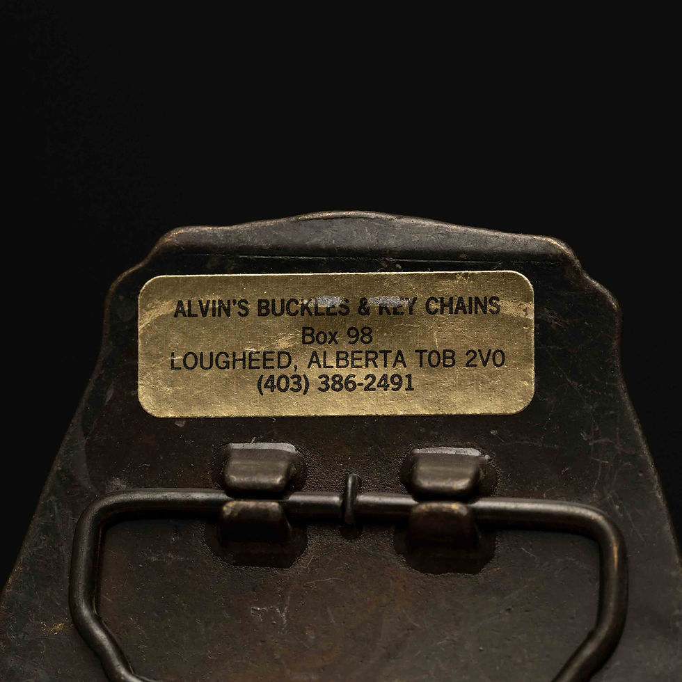 Thumbnail: Vintage Resin Belt Buckle - L E L Excavating, Wheat & Excavator Design