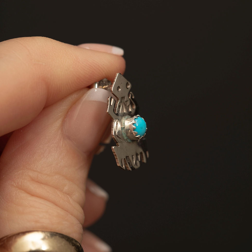 Thumbnail: Silver Thunderbird Turquoise Stud Earrings • Native American Style